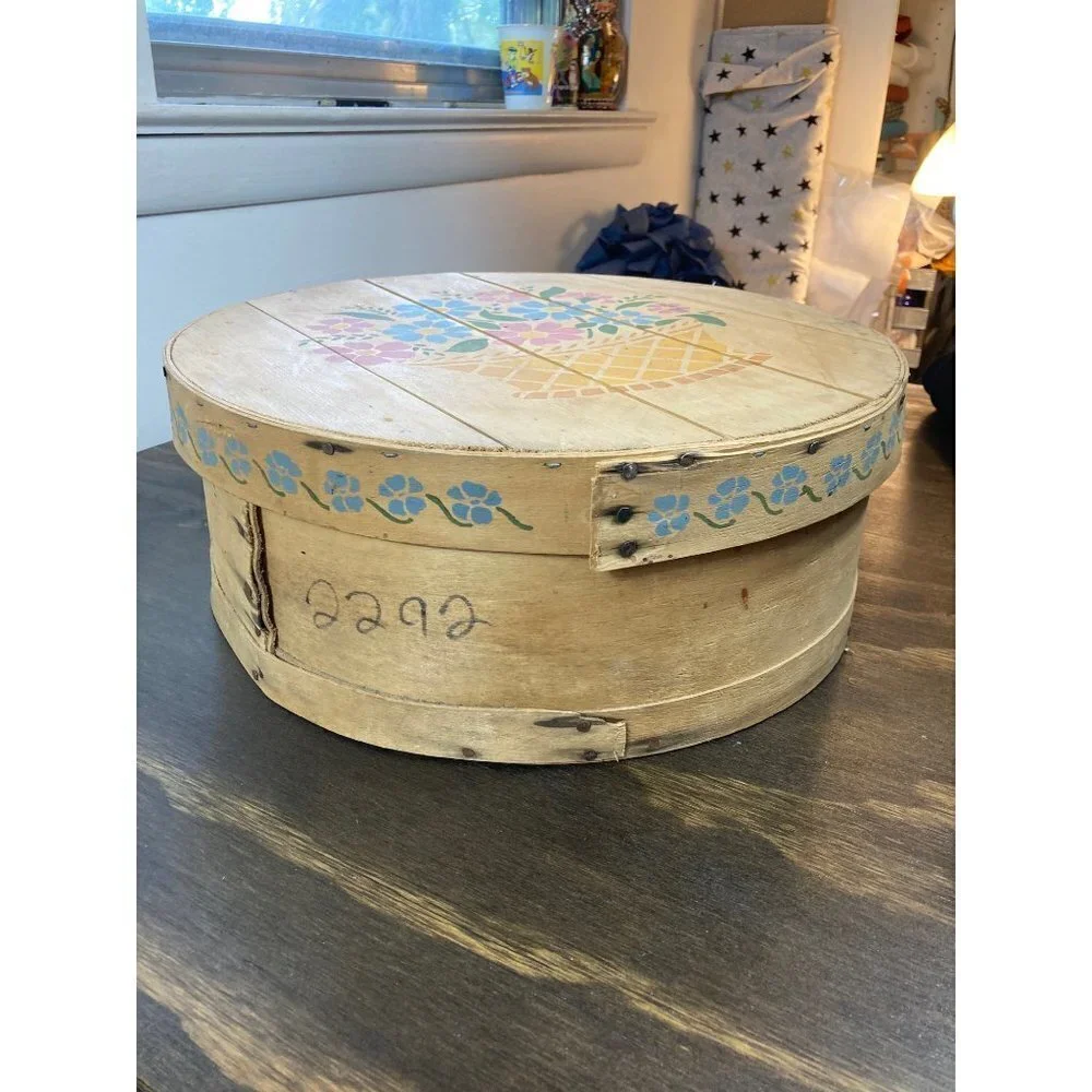 Vintage 1985 Wisconsin Cheddar Cheese Wooden Box Handpainted Stenciled Flower Ba